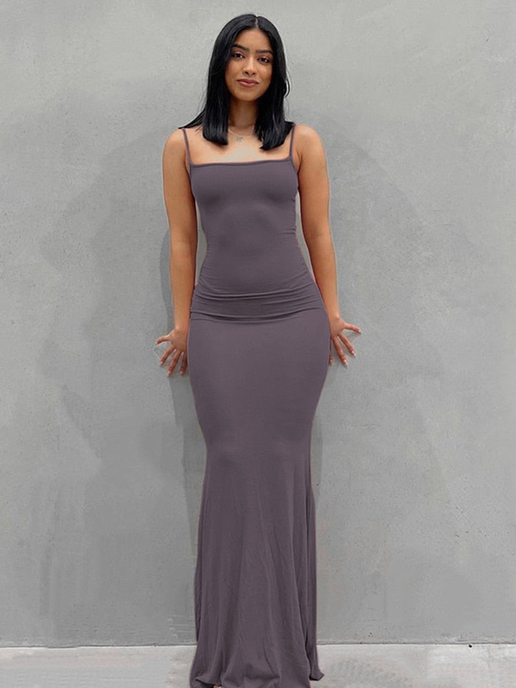 Hugcitar Satin Slip Sleeveless Backless Slim Sexy Maxi Dress 2022 Spring Women  Party Y2K Concise Bodycon Elegant  Clothing