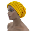 Candy Color Ladies Head Wraps Muslim Hijab Bonnets Fashion Headgear Trending Elastic Full Body Pleated Turban Cap for Women