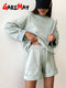 Spring Summer Women's Suit with Shorts Sweatshirt Loose Oversize Green Tracksuit 2 Piece Set Women's Shorts and Top Outfits 2022