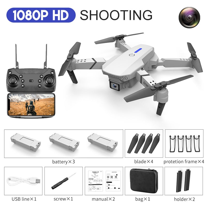 KBDFA E88 Pro Quadcopter 4K HD WIFI FPV Drone 1080P Camera Height Hold RC Foldable Quadcopter Dron Rc Helicopter Drone Gift Toy