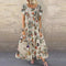 Vintage Floral Long Dress Women Summer Elegant Linen Short Sleeve Boho Maxi Dress Female Holiday Sundress Party Dresses Vestidos