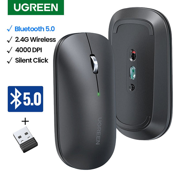 UGREEN Mouse Wireless Bluetooth Silent Mouse 4000 DPI For MacBook Tablet Computer Laptop PC Mice Slim Quiet 2.4G Wireless Mouse