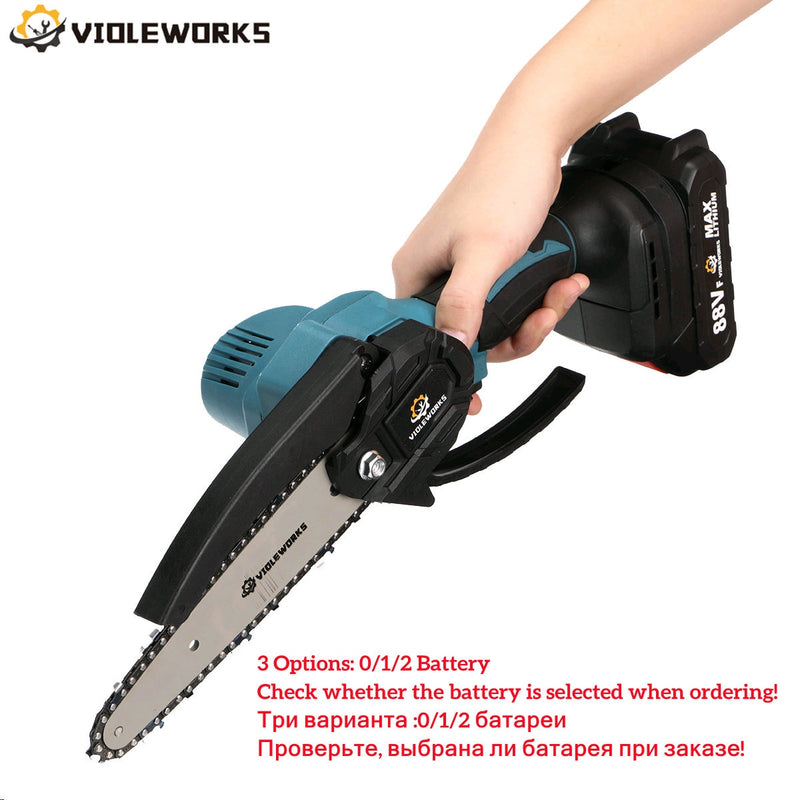 6 Inch Mini Electric Chain Saw With Battery Indicator 1500W 88V Rechargeable Woodworking Tool For Makita Battery 18V EU Plug