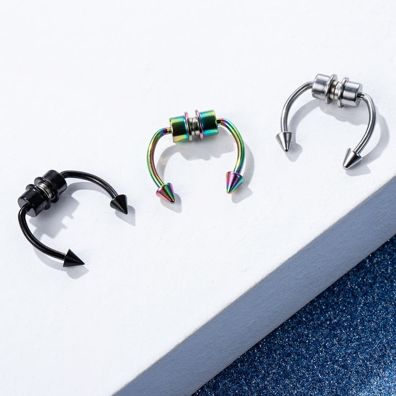 Stainless Steel Fake Piercing Nose Ring for Women Men Magnetic Septum Piercing Nose Cuff Punk Hip Hop Fake Body Jewelry Ear clip