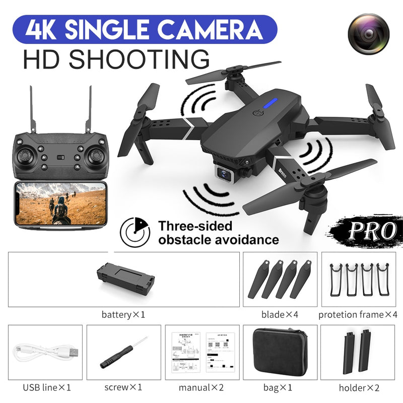 2022 New LSRC Quadcopter E88-525 Pro WIFI FPV Drone With Wide Angle HD 4K Camera Height Hold Avoidance RC Foldable Dron Gift Toy