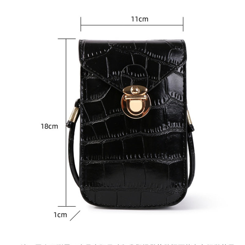 Silver Mobile Phone Mini Bags Small Clutches Shoulder Bag Crocodile Leather Women Handbag Black Clutch Purse Handbag Flap