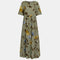 Vintage Floral Long Dress Women Summer Elegant Linen Short Sleeve Boho Maxi Dress Female Holiday Sundress Party Dresses Vestidos