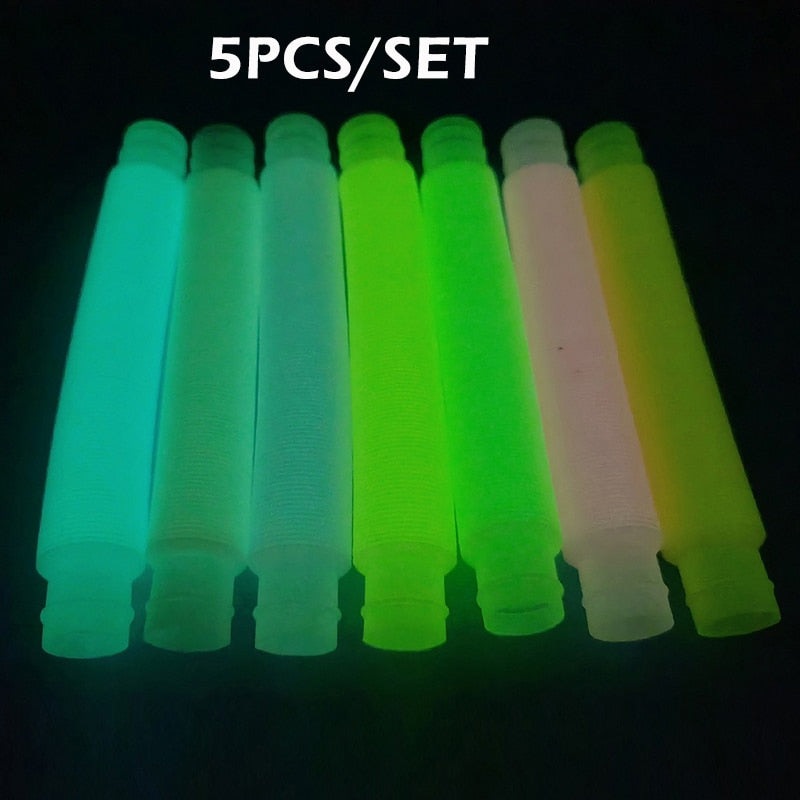 1/5Pcs Luminous Pop Tubes Sensory Fidget Toy Stress Relieve Toys Autism Anti-stress Plastic Bellows for kids Squeeze Gifts Toys