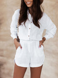 Print Shorts Suits Woman Vintage Long Sleeve Shirt And Short Pants Suit Two Piece Set Female Casual Outfit