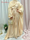 Ramadan Eid Fashion Puff Sleeve Muslim Abayas Robe Musulmane Abaya Elegant Silky Muslim Arab Worship Service Clothing Wy824