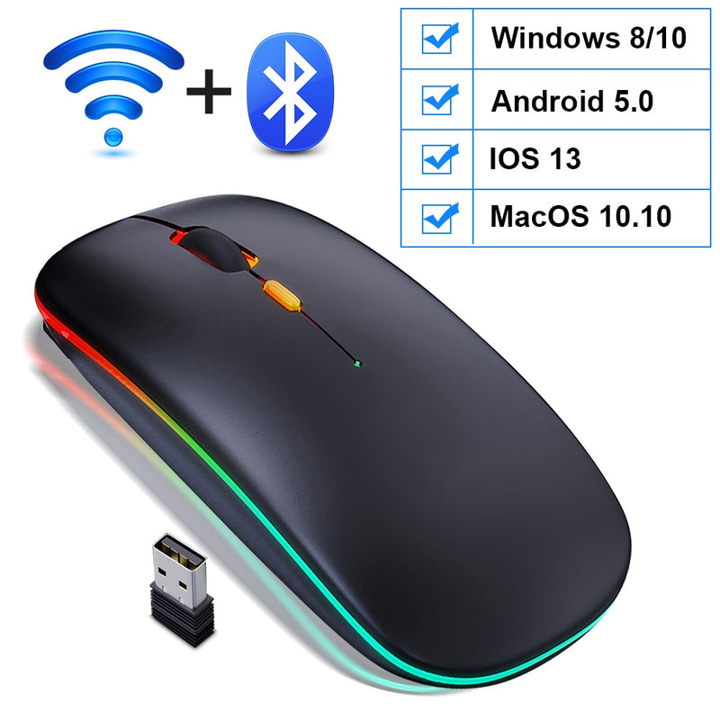 Rechargeable Wireless Mouse Computer Bluetooth Mouse Ergonomic Usb Mouse Silent Mause With Backlight RGB Mice For Laptop PC ipad
