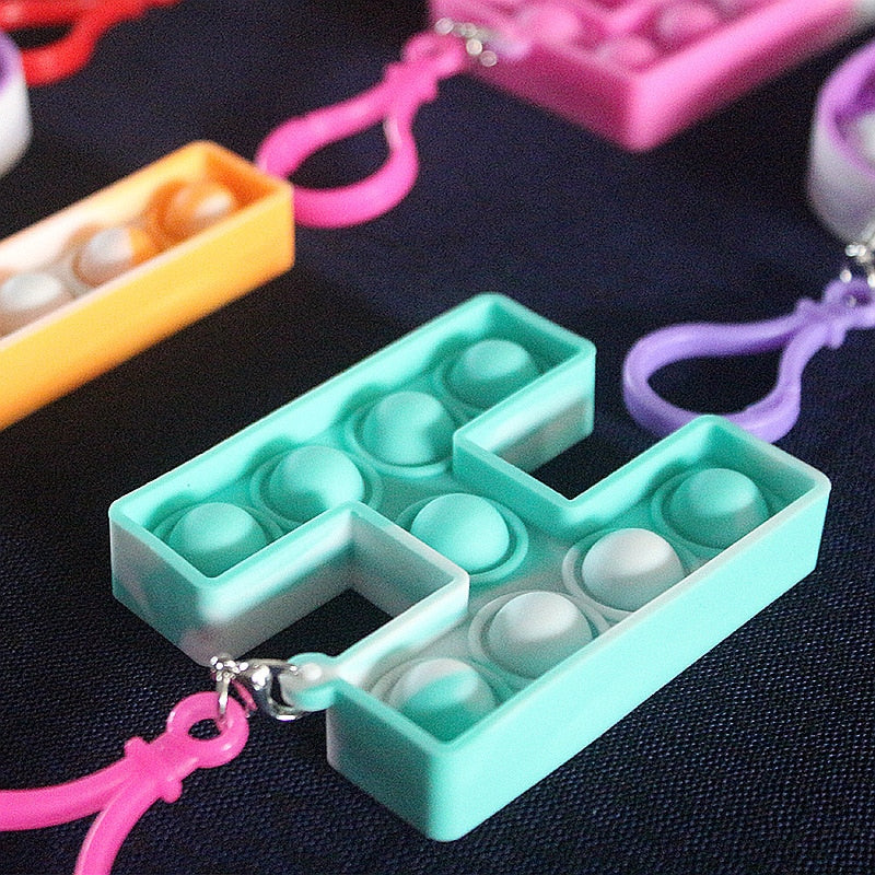26-letter Keychain Fidget Toys Silicone Push Bubble Simple Dimple Bag Ornaments Popite Anti Stress Kids Birthday Gifts