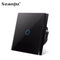EU Touch Switch Sensor Switches No Neutral Wire Required LED Crystal Glass Panel Wall Lamp Light Switch 1/2/3 Gang AC100-240V