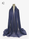 Pleated Plain Hijab Scarf Muslim Women Cotton Crinkle Headband Veil Scarves 2021 Fashion Islamic Headscarf Head Wraps Turban