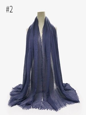 Pleated Plain Hijab Scarf Muslim Women Cotton Crinkle Headband Veil Scarves 2021 Fashion Islamic Headscarf Head Wraps Turban