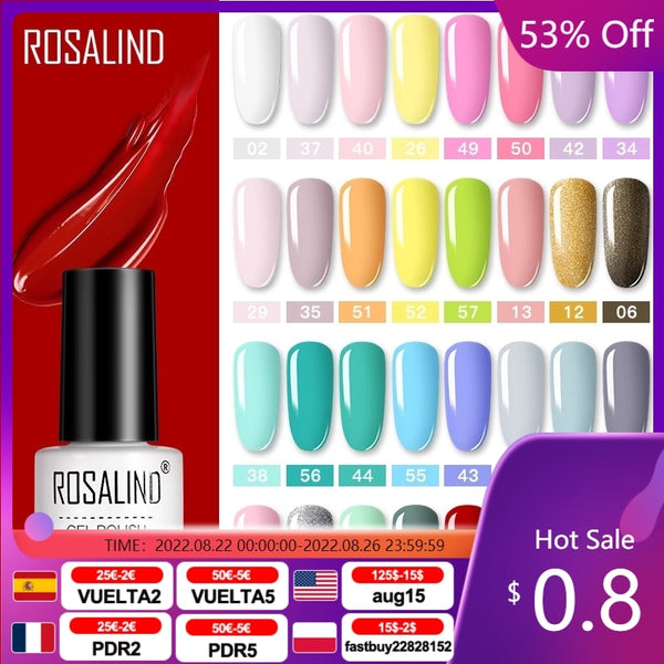 ROSALIND Gel Polish Set Manicure for Nails Semi Permanent Vernis top coat UV LED Gel Varnish Soak Off Nail Art Gel Nail Polish