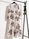 Women Elegant Floral Printed Long Dresses Spring Summer Casual O Neck Long Sleeve Ladies Chic High Waist A Line Beach Dresses