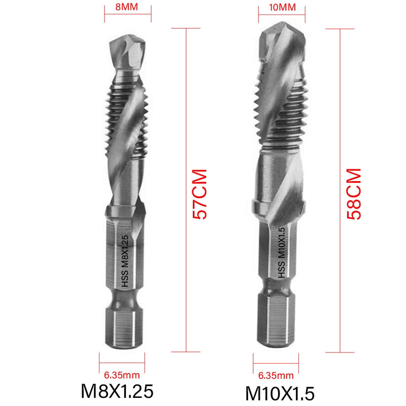 New Titanium Plated Hex Shank HSS Screw Thread Metric Tap Drill Bits Screw Machine Compound M3 M4 M5 M6 M8 M10 Hand Tools