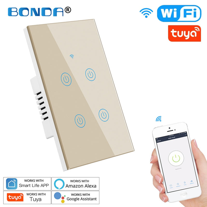 Alexa Smart Switch US Standard Tuya Control Works with Google Home Voice Control WiFi Smart Home Touch Switches Need neutral