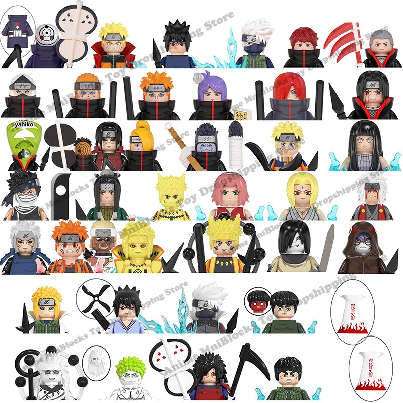 WM6105 WM6106 WM6107 WM6108 WM6109 Naruto blocks anime bricks Sasuke Kakashi mini action toy figures Assemble toys kids gifts
