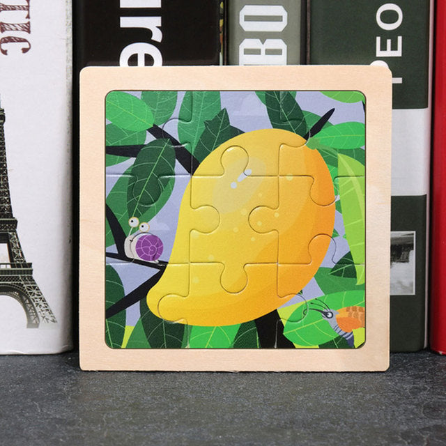 11X11CM Kids Wooden Puzzle Toy Vehicle Animal Jigsaw Cartoon Animal Traffic Tangram Toys Educational Toys Puzzles for Kids Gifts