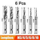 6Pcs M3-M10 Hex Shank Titanium Plated HSS Screw Thread Metric Tap Drill Bits Screw Machine Compound Thread Hand Tools