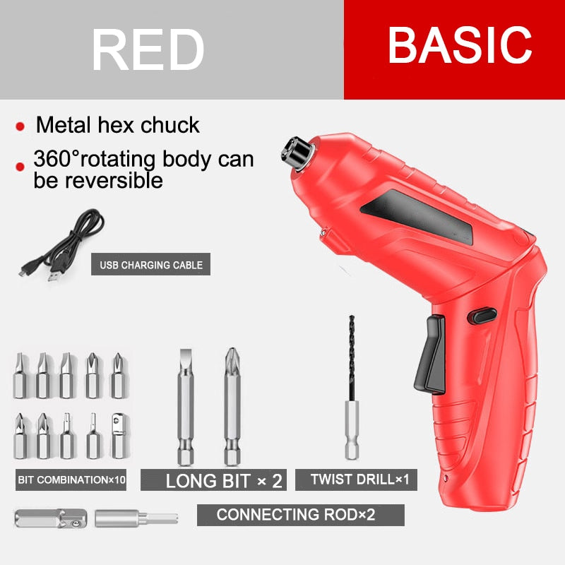 Electric Screwdriver Battery Rechargeable Cordless Screwdriver Powerful Impact Wireless Screwdriver Drill Electric Screw Driver