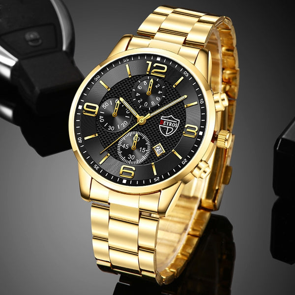 Brand Fashion Men&#39;s Sports Watches for Men Business Stainless Steel Quartz Wrist Watch Luxury Man Casual Leather Luminous Clock