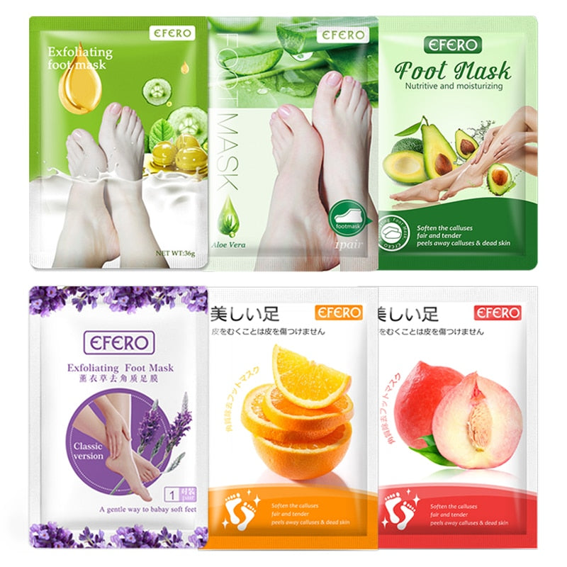 PUTIMI 6packs Exfoliating Foot Mask Feet Peeling Mask Spa Socks Smooth Dead Skin Remover Moisturizing Whitening Foot Mask