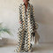 Summer Fashion Printed Loose Long Sleeves Shirts Straight Pants Two Piece Suits New Streetwear Women&