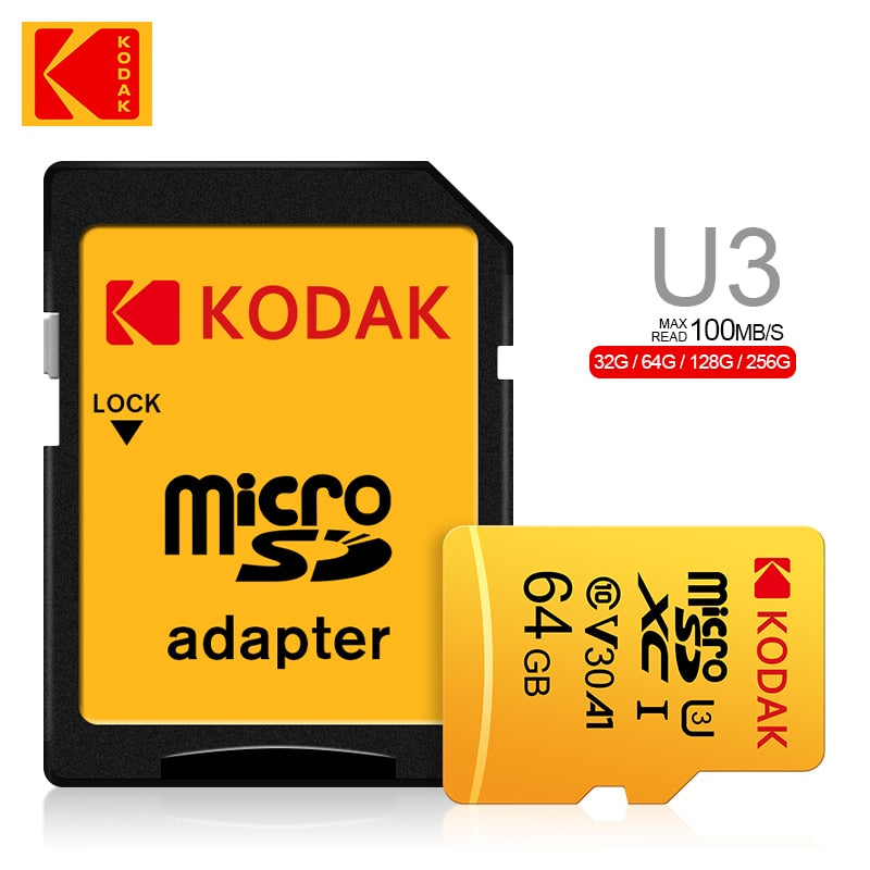 KODAK EVO Plus 256GB Memory Card 128GB U3 4K Micro SD Card 64GB 32GB SDHC Microsd UHS-I C10 TF Trans Flash Microsd with Adapter