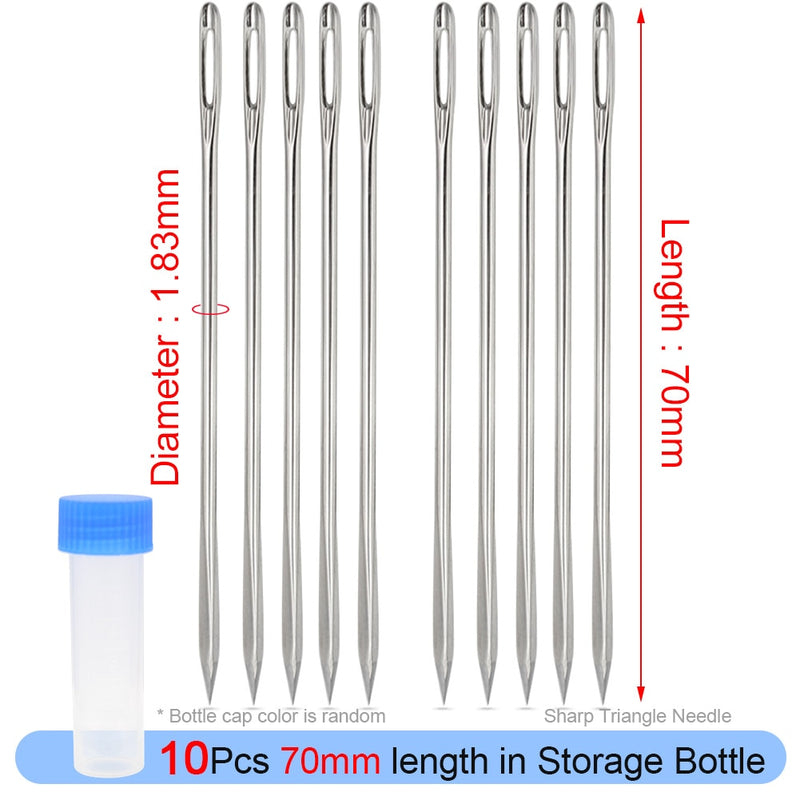 Leather Crafts Sewing Needle,Round Head Blunt Pint,Pointed Prism Sharp Tool for Embroidery Stitching Gold Tail Big Eye Needles