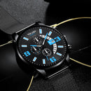 2022 Watches Mens Fashion Calendar Watch Men Business Stainless Steel Mesh Belt Quartz Wrist Watch Male Clock relogio masculino