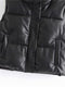TRAF Women 2021 Fashion Leather Cotton Pocket Padded Waistcoat Vintage Sleeveless Female Outerwear Streetwear