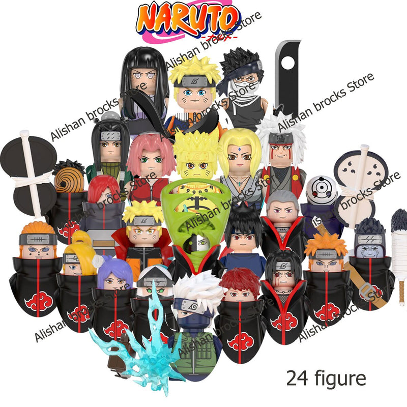 Naruto Sasuke Kakashi Akatsuki bricks Building Blocks Anime cartoon Mini Action Figures Heads Assembly Toys kids Christma Gifts