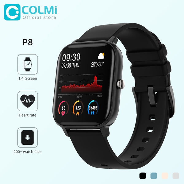 COLMI P8 1.4 inch Smart Watch Men Full Touch Fitness Tracker Blood Pressure Smart Clock Women GTS Smartwatch for Xiaomi