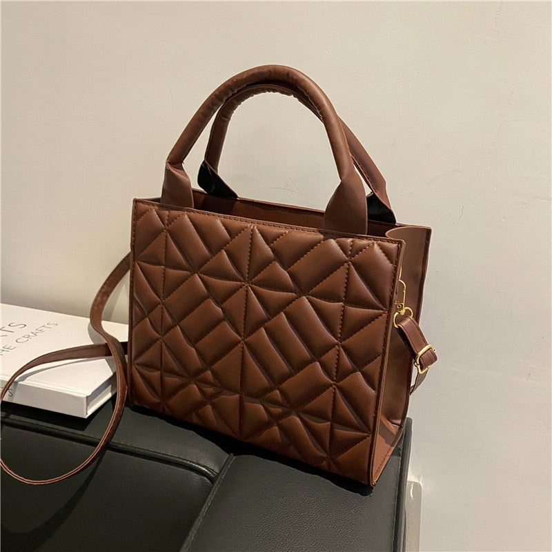 2022 New Spring Women Shoulder Bag Trendy Plaid Pu Leather Crossbody Bags Fashion Ladies Handbags Brand Designer Top Handle Bag