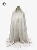 Pleated Plain Hijab Scarf Muslim Women Cotton Crinkle Headband Veil Scarves 2021 Fashion Islamic Headscarf Head Wraps Turban