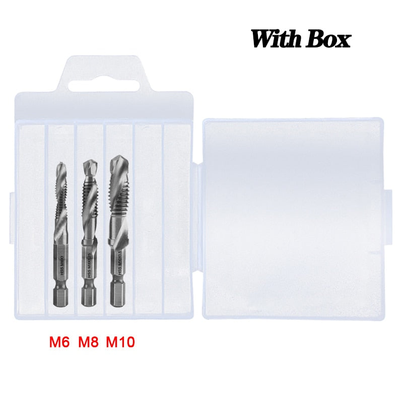 New Titanium Plated Hex Shank HSS Screw Thread Metric Tap Drill Bits Screw Machine Compound M3 M4 M5 M6 M8 M10 Hand Tools