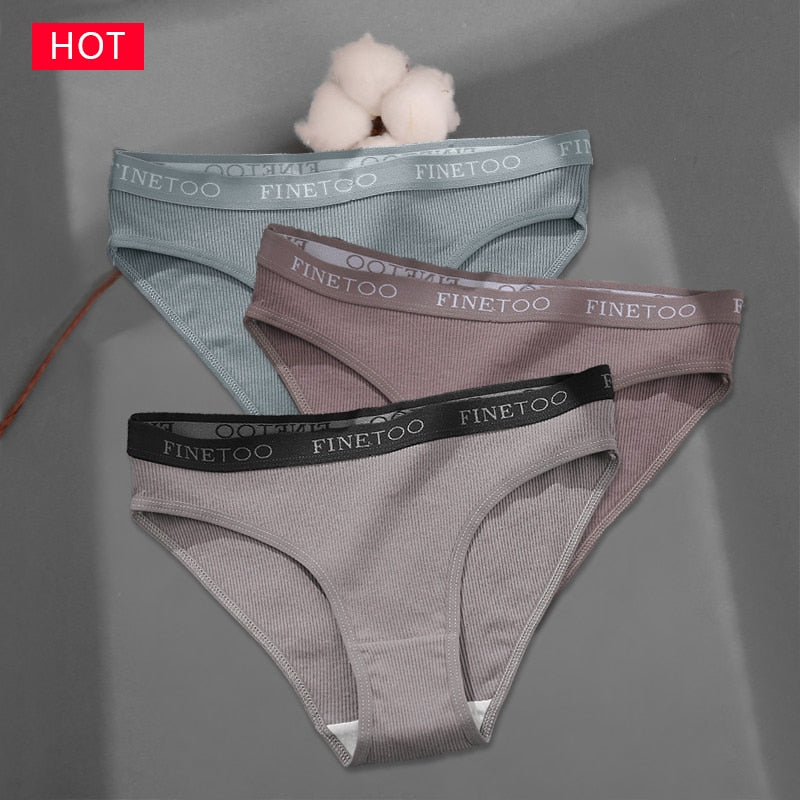FINETOO 3Pcs/Set Colorful Stripes Panties Women&