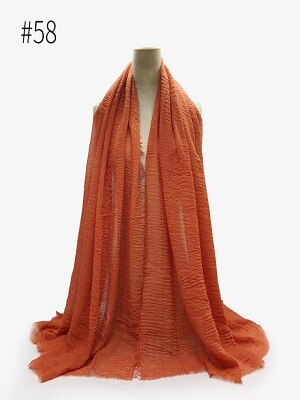 Pleated Plain Hijab Scarf Muslim Women Cotton Crinkle Headband Veil Scarves 2021 Fashion Islamic Headscarf Head Wraps Turban
