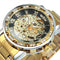 WINNER Transparent Skeleton Watch for Men Mechanical Wristwatches Diamond Watches Mens Luxury Stainless Steel Strap Unisex Clock