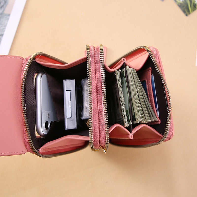 Women Bags Soft Leather Wallets Touch Screen Cell Phone Purse Crossbody Shoulder Strap Handbag for Female Cheap Women&