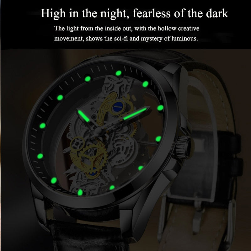 2022 New Men Watch Skeleton Automatic quartz Watch Gold Skeleton Vintage Man Watch Mens Watches Top Brand Luxury часы мужские