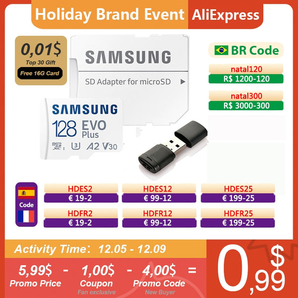 SAMSUNG EVO Plus Micro SD Card 128GB 64GB 512GB 256GB Micro SD Pro Plus Flash Memory Card SD Memory U1 U3 4K Microsd TF Cards