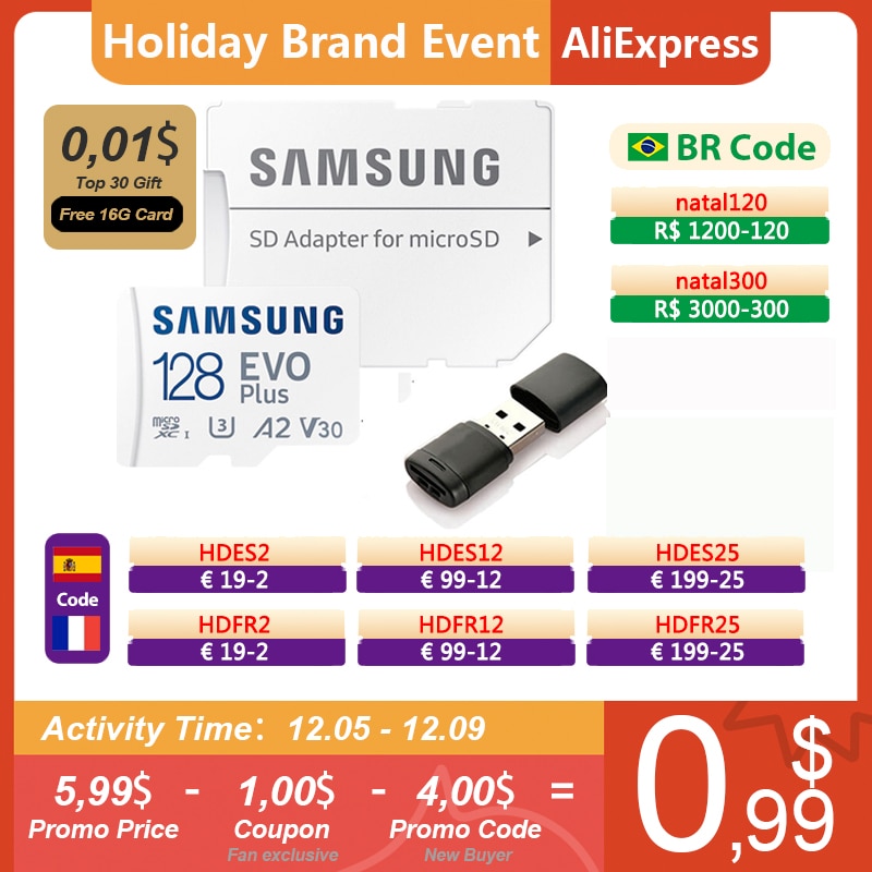 SAMSUNG EVO Plus Micro SD Card 128GB 64GB 512GB 256GB Micro SD Pro Plus Flash Memory Card SD Memory U1 U3 4K Microsd TF Cards