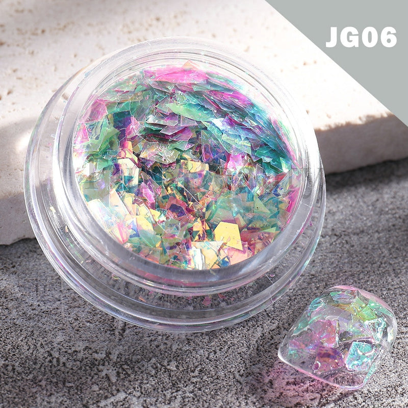 Crystal Fire Opal Flakes Nail Sequins Purple Holographic Glitter DIY Chrome Powder for Spring Nails Manicure Paillettes GL1857