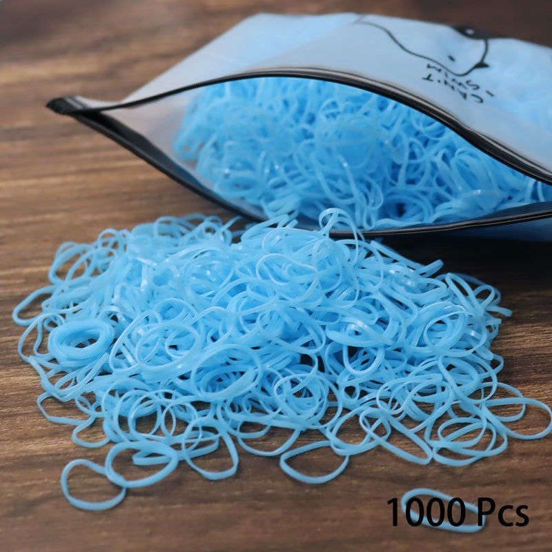 1000PCS Disposable Rubber Band Hairband For Children  Ponytail Hairs Ties Colourful Elastic Hair Bands Baby Hair Accessories