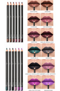6 12Pcs/Set Waterproof Pencil Lipstick Set Pen Matte Lip Liner Long Lasting Makeup Pens Easy to Wear Non-stick Cup карандаш для
