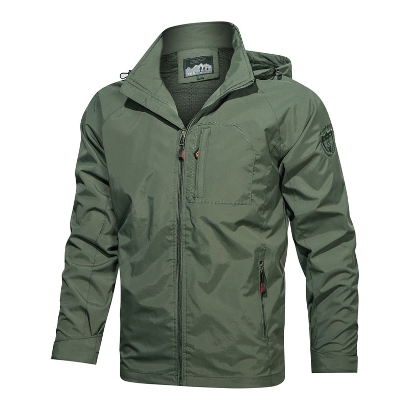 Men Outdoor Windproof Jacket Windbreaker Coat Hiking Rain Camping Fishing Tactical Male Clothing Breathable Jackets Plus Size